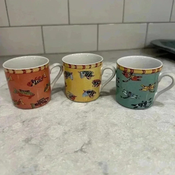 Set of three "Splash" by Siddhia Hutchinson Espresso cups mugs - Picture 2 of 8